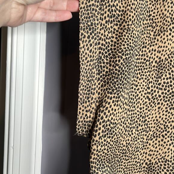 Cotton Express Brown and Black Leopard Short Sleeve Blouse Size Large - Picture 2 of 6